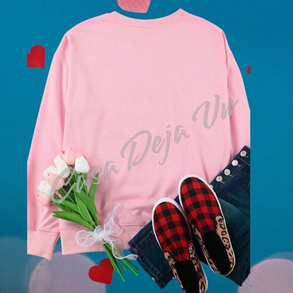 Pink & White Barbie Font Babe Cotton Blend Long Sleeve Crew Neck Sweatshirt - Picture 4 of 8